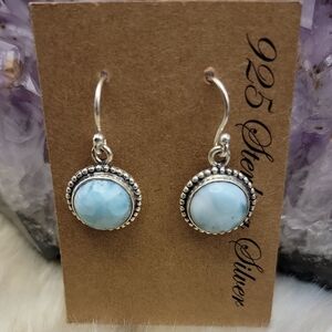 925 Sterling silver blue dominican republic larimer 1.25" Drop